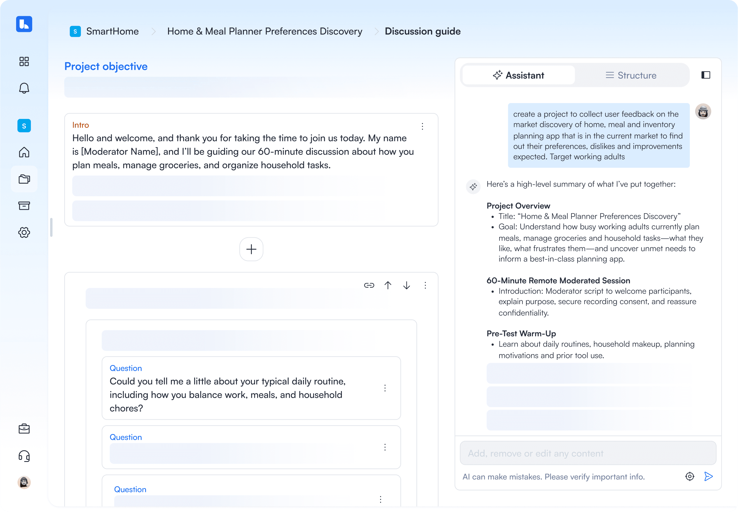 Building discussion guide with an AI assistant